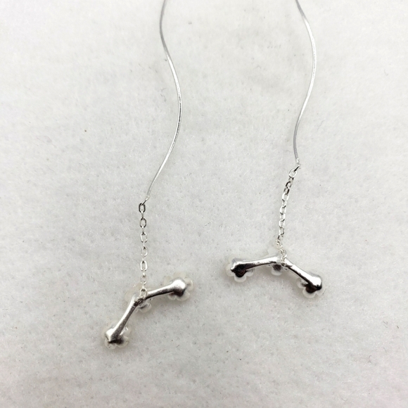 Sterling Silver Threaded Flower Drop Earrigns Dangle Minimalist Simple Jewelry - Picture 3 of 6